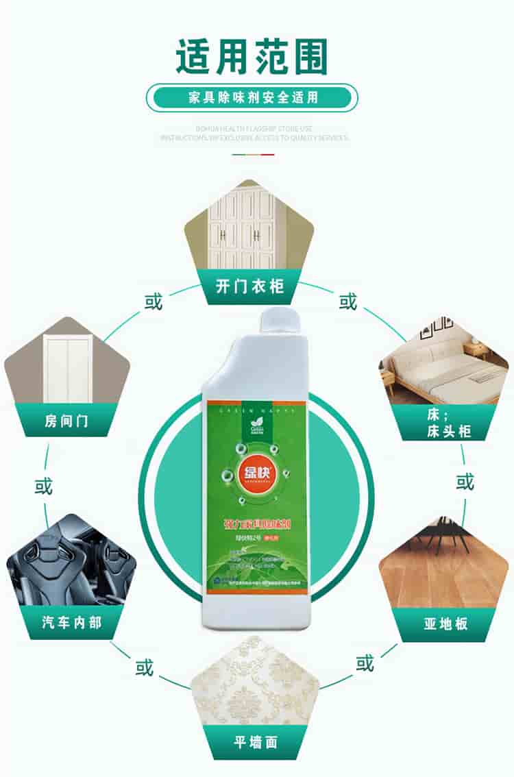 適用范圍，家具除味劑安全適用，開門衣柜，床，床頭柜，亞地板，平面墻，汽車內(nèi)部，房間門